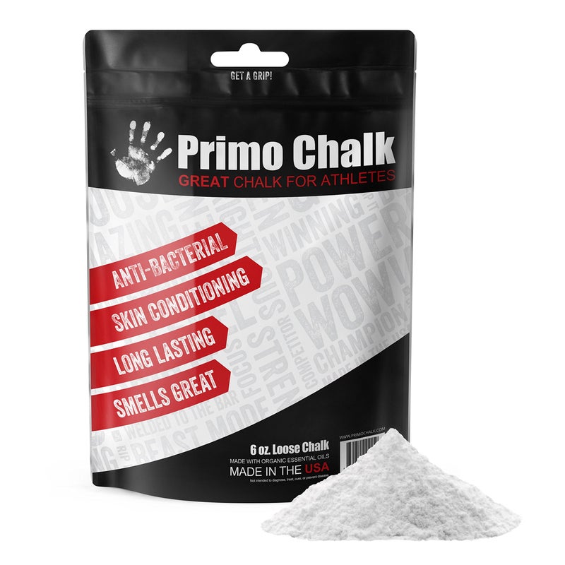Primo Chalk 6oz. Resealable Bag: Loose Chalk for Weightlifting, Rock Climbing, & Gymnastics, Made in The USA, Chalk Ball Refill for Superior Grip - Image 1